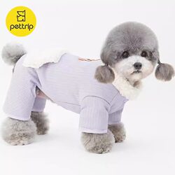 Dog Four-Legged Cotton Coat, Warm Autumn and Winter Clothing, Fleece-Lined Cat Winter Wear, Dog Teddy Pomeranian Fleece-Lined, Leashable Pet Clothes
