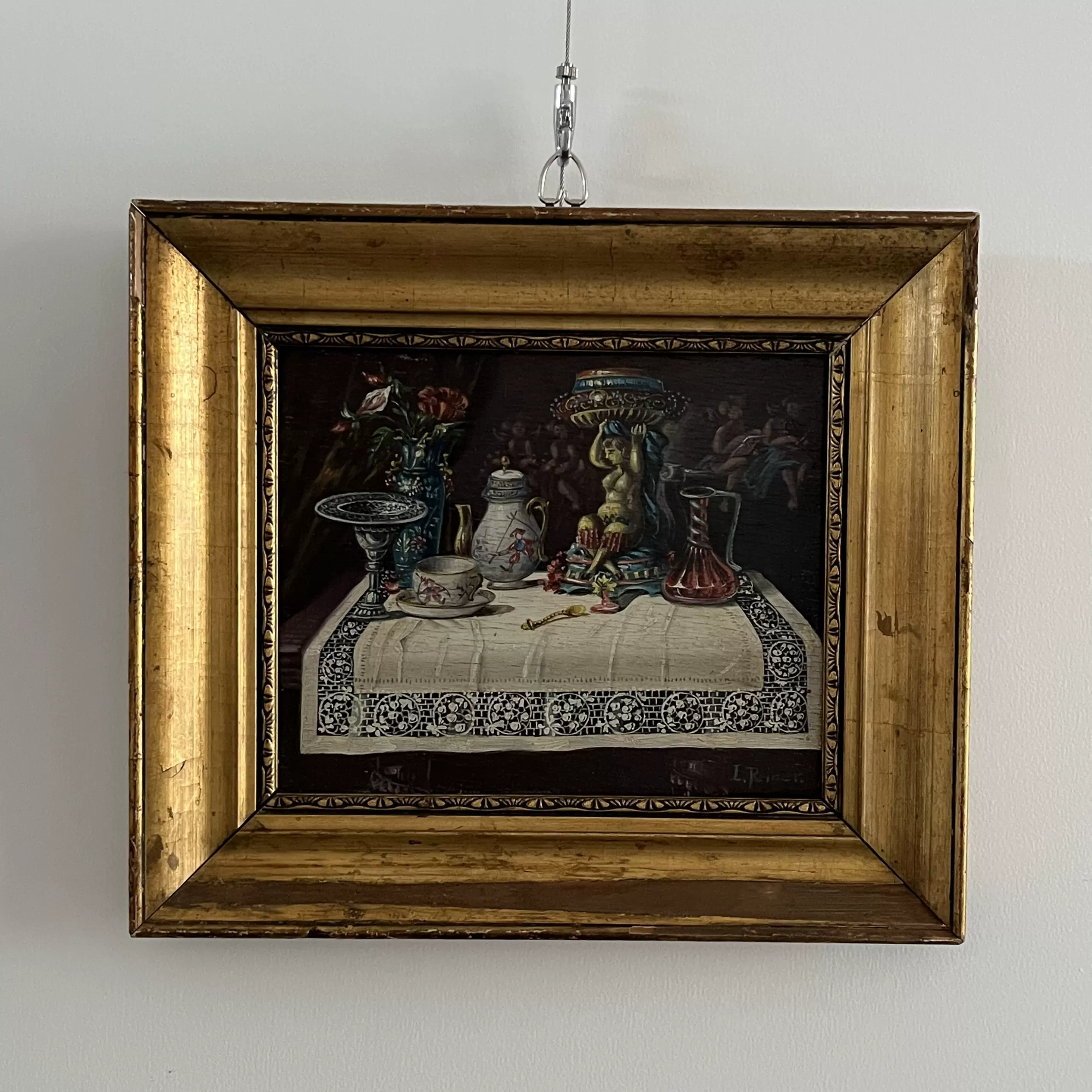 古油彩画　肉筆画　時代物 時代物 肉筆油彩画 antique S.Ruzuki 作家物 サイン 絵画 風景画