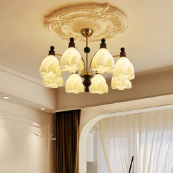 French-Style Living Room Lamp, Mid-Century Style Skirted Chandelier, Wabi-Sabi Cream Style, New Solid Wood Eye-Protecting High-End Dining Room Lighting