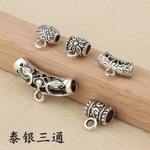 
DIY925 Thai silver three-way accessories handmade beaded bracelet necklace for men and women Tibetan silver pendant through accessories