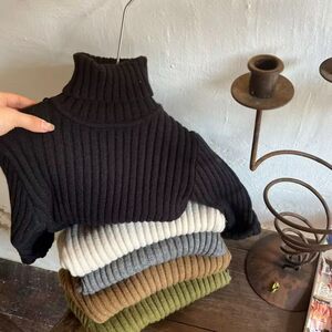 
Children's turtleneck sweater 2026 autumn and winter new style thickened warm thick knitted bottoming shirt for boys and girls, versatile for babies