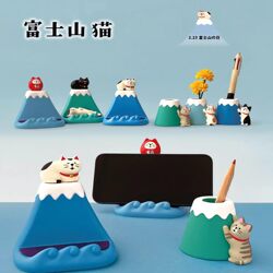 Japanese Zakka Cat Phone Holder Pen Holder Cartoon Cute Office Desk Decoration Storage Gift