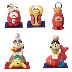 New Year Three-Haired Cat Japanese Style Cat Zakka Lucky Cat Series Mini Decoration Desktop Ornament Photo Props