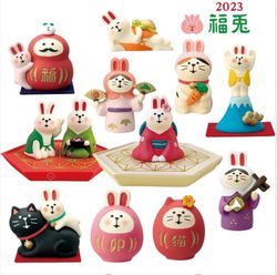 2023 Year of the Rabbit Zakka Spring Festival Blessing Zodiac Ornament New Year Gift Cute Cartoon Japanese Style Cat