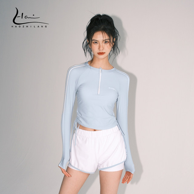 Split swimsuit women's conservative new sun protection and slimming belly long-sleeved sports swimming pool special meat-covering swimsuit women