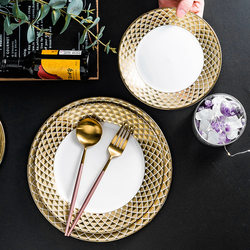 European creative ceramic plate simple gold edge tableware