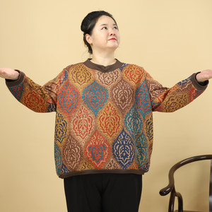
Middle-aged women aged 50-60 have long sleeves plus velvet autumn and winter base shirt fat people clothing plus fat extra size inner wear 7XL