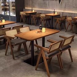 American-Style Retro Tavern Solid Wood Table and Chair Set, Music Bar, Dining Bar Table and Chairs, Bar Dining Table and Chairs for Commercial Use