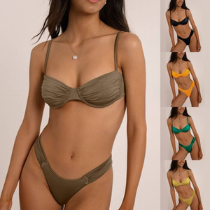 Speed ​​Tong Amazon with chest pad steel entry swimsuit pure color swimwear European and American bikini sexy bikini