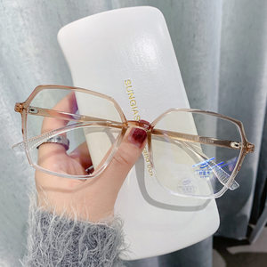 
Polygonal glasses frame new style men and women Korean trend irregular frames anti-blue light can be equipped with color-changing myopia glasses