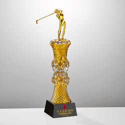 Imported 2025 New High-End and Elegant Golf Crystal Trophy for Net Score and Gross Score One-Shot-In-The-Hole Competition Championship Cup
