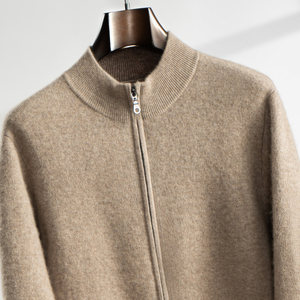 
Heavyweight thickened air layer men's zipper cardigan coat autumn and winter cashmere knitted half turtleneck sweater cardigan