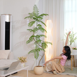 Simulated Green Plant Jacaranda, High-End Light Luxury Artificial Green Plant, Living Room Floor-Standing Ornament, Large Potted Plant, Artificial Tree, Bio-Inspired Plant