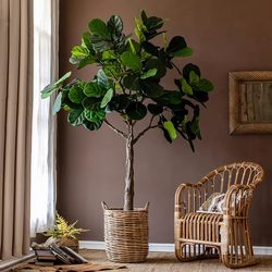 Simulated Ficus Lyrata Large Potted Plant Nordic Plant Indoor Decoration Fake Green Plant Bonsai Home Living Room Decoration