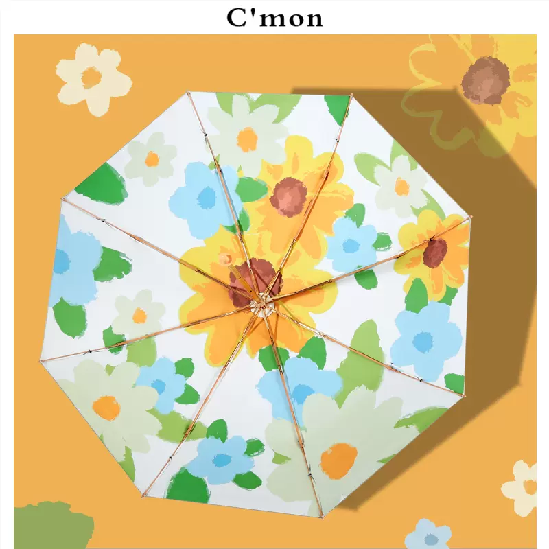 Cmon向阳花太阳伞女钛银超轻防晒紫外线高颜值遮阳