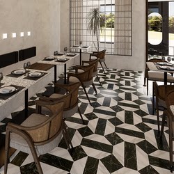 Retro Dark Green Floral Tiles Imitation Mosaic Background Wall Tiles B&B Marble Mosaic Balcony Floor Tiles Non-Slip Ceramic Tiles