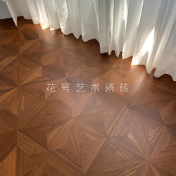 600X600 French Mid-Century Style Diamond Mosaic Wood Grain Tiles for Guesthouses, Hotels, Living Rooms, Bedrooms, All-Ceramic Finely Carved Floor Tiles