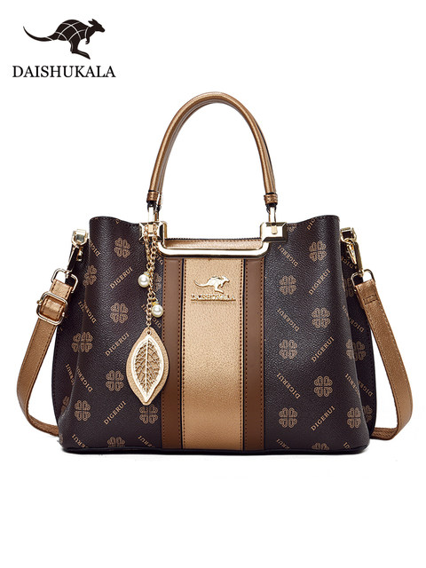 Kangaroo Soft Leather Handbags Winter Mother Handbag Large Capacity Multi-layer Fashion Shoulder Bag