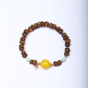 
Natural Qi Nan Agarwood Shape Beads and Beeswax Original Bracelet Women’s Agarwood Crystal Design Bracelet