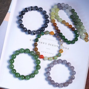 
One thing, one picture, orphaned item on clearance, smoke gray white jade, jasper, yellow mouth, and field jade single circle bracelet bracelet and necklace