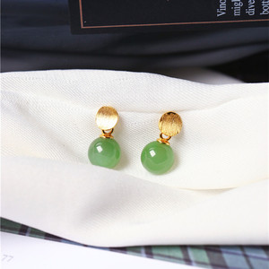 
Natural Russian Jasper Sterling Silver Inlay Earrings Women's Jade Simple Earrings Jewelry Gift