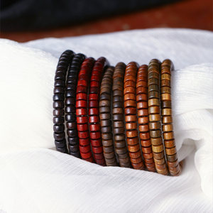 Natural green sandalwood lobular rosewood agarwood Australian Sandali cut plate beads bracelet men's and women's text play jewelry
