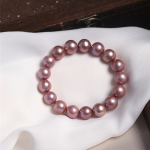 
Natural freshwater primary color purple pearl large particle single circle bracelet women's pearl bracelet jewelry gift