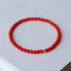 
New Year's hottest small-grain raw ore cinnabar fine red sand round bead bracelet men and women's cinnabar bracelet jewelry gift