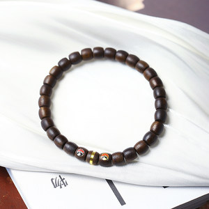 
Natural Qinan agarwood straight cut paired with 24K gold accessories bracelet for men and women old oil high-end cultural accessories