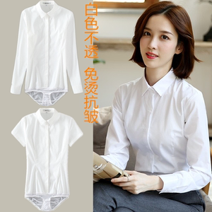 2024 Spring New High end Fabric White Transparent jumpsuit Shirt Women's Professional Work Dress Pants Shirt Non iron