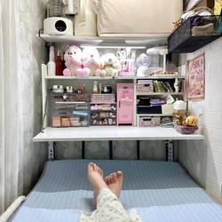 Dormitory Bed Hanging Desk Storage Organizer for Study, Foldable Desk for Lazy People in Bunk Beds, Dorm Room Essentials