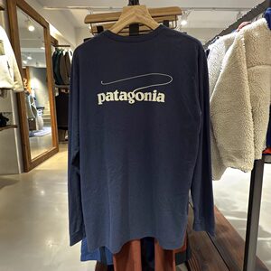 
25 Years New Patagonia Fishing Line Long Sleeve T-Shirt Recycled Cotton Blend Men 37819