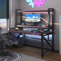 Xinjiang Free Shipping Gaming Desk Bedroom Home Desktop Computer Desk Bookshelf Integrated Desk Carbon Fiber Texture Internet Cafe