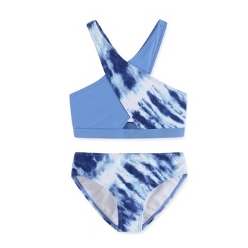Foreign trade children's split bikini summer quick-drying swimsuit professional swimming pool triangle racing tie-dye swimsuit