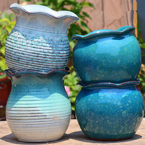 
Handmade coarse pottery green plant pots pottery pots large diameter high ceramic coarse pottery succulent pots indoor home orchid hydrangea pots