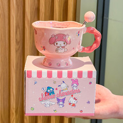Authentic Sanrio Co-Branded Ceramic Mug, High-Looking Kuromi Melody Water Cup, Birthday Gift for Girls