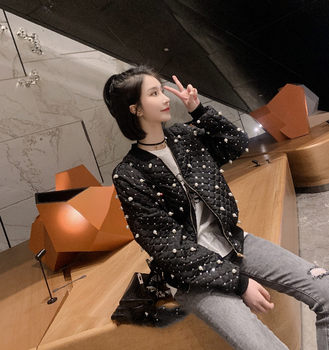 Pearl sequin diamond jacket street style short jacket
