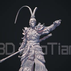 Goku's Journey to the West, Monkey King, One Finger Can Control the World Gk White Model Painted Model Ornament Fish Tank Landscaping Figurine