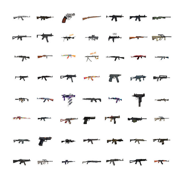 50 military gun cartoon creative graffiti waterproof stickers notebook ...