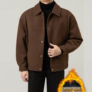 
Woolen coat men's autumn and winter lapel short jacket business casual trend fashionable versatile thickened jacket men