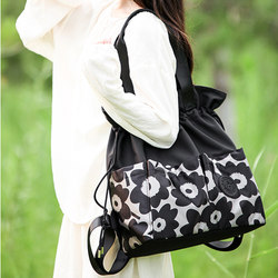 Casual Canvas Bag with Drawstring, Three-In-One Tote Bag, Nylon Backpack, Women's Large-Capacity Commuter Shoulder Bag