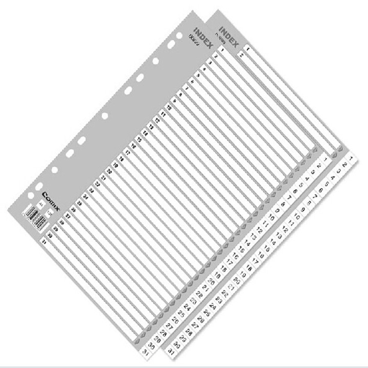 QIXIN IX899 색인 용지 31 페이지 월간 분류 용지 펀치 폴더 특수 11 홀 A4 페이징 용지-