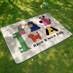 Summer Camp Picnic Mat, Outdoor Camping Moisture-Proof Student Picnic Mat, Cartoon Puppy Autumn Outing Picnic Cloth, Large Size
