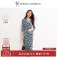 Spring bamboo 100% mulberry silk V-neck 7-quarter sleeve floral 2025 summer new stretch knitted silk dress