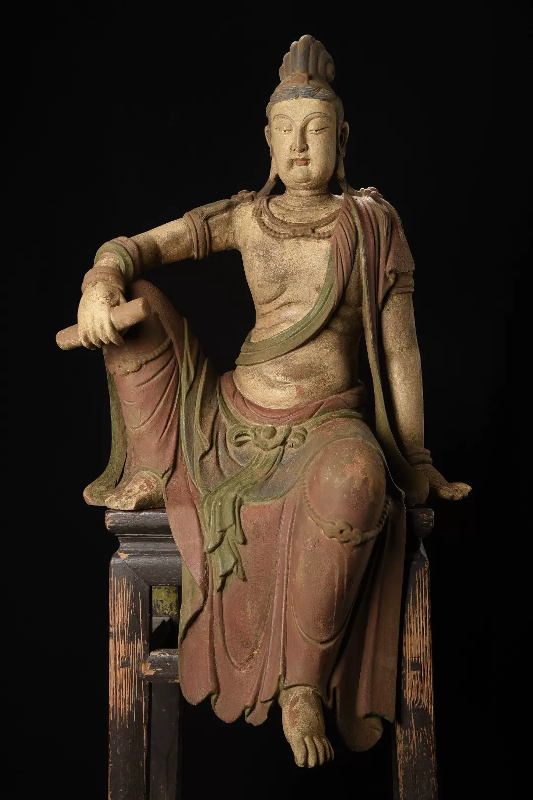 蔵友旧蔵出・銅製・景泰藍・琺瑯彩・花紋・觀音菩薩仏像』・極細工