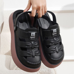 
Two-wear Baotou Sandals Thick Sole 2024 Summer New Hole Roman Slippers Beach Women's Outdoor