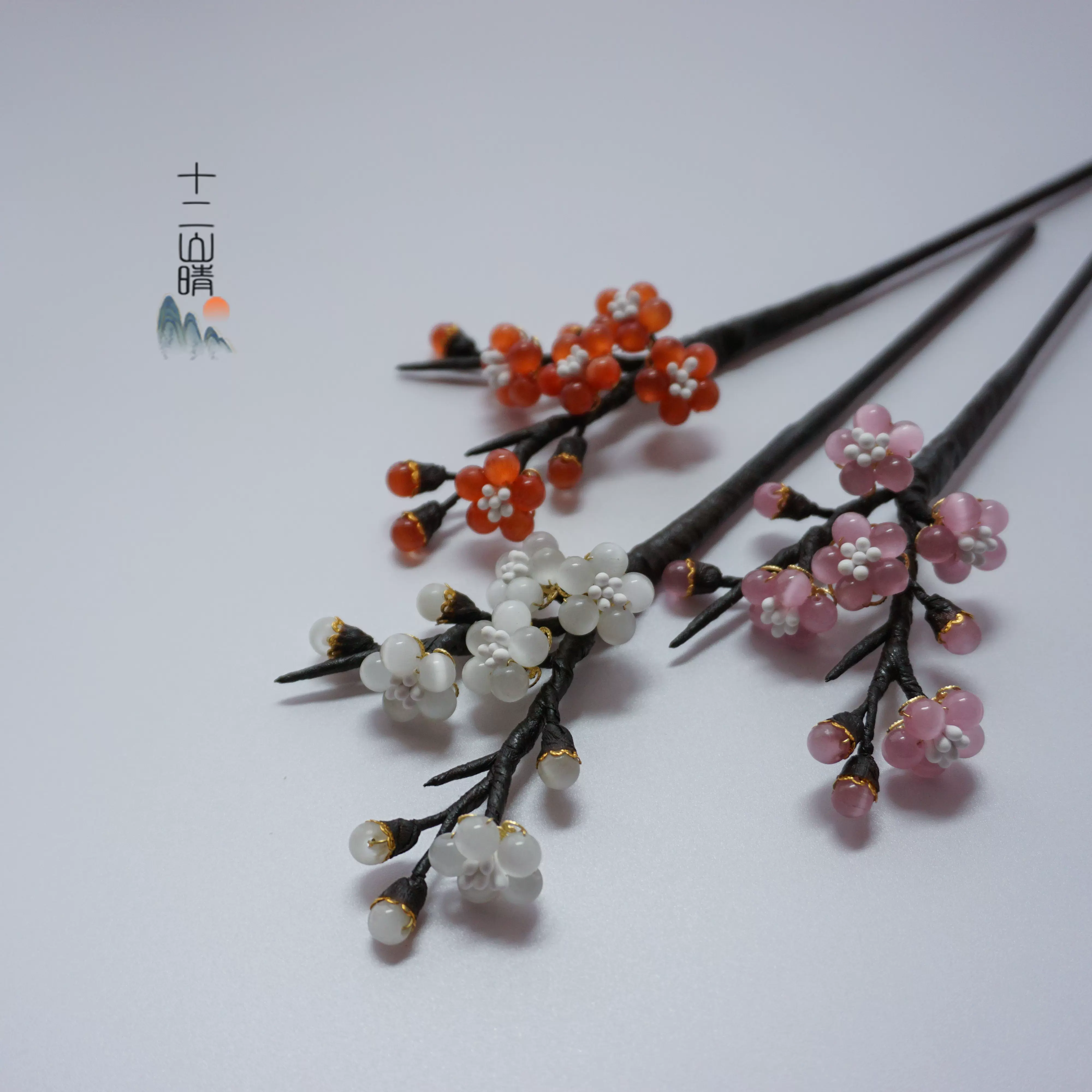 十二山晴 一剪梅 手工原創梅花獨特髮簪紅梅白梅漢服配飾古風