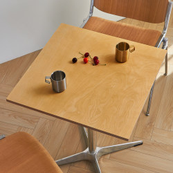 Customizable solid wood vintage birch marine panels on the dining table