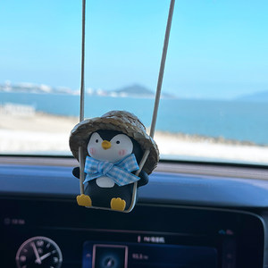 
Funny Penguin Swing Car Pendant Car Interior Decoration Cute Car Aromatherapy Rearview Mirror Hanging Healing Gift