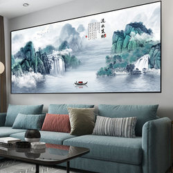 Living Room Large White Wall Decorative Painting, West Wall Fortune-Attracting Landscape Painting, Self-Adhesive Landscape Painting, Background Wall Painting, Hanging Painting Wallpaper